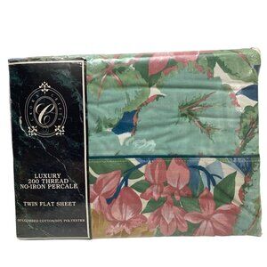 CROWN CRAFTS Twin Flat Sheet New Vintage Victorian Floral Cotton/Polyester Luxur